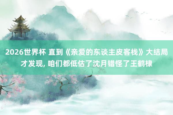 2026世界杯 直到《亲爱的东谈主皮客栈》大结局才发现, 咱们都低估了沈月错怪了王鹤棣