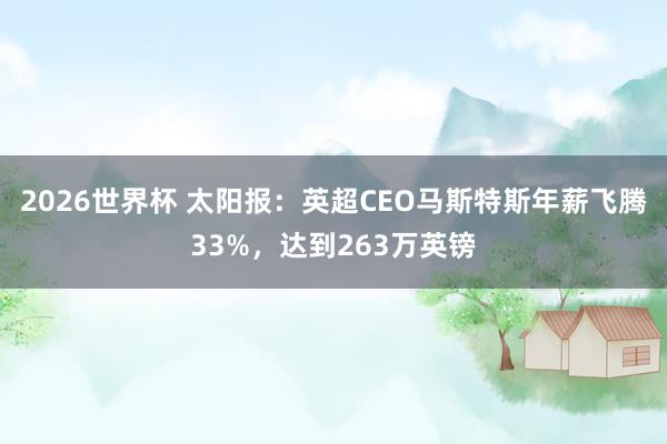 2026世界杯 太阳报：英超CEO马斯特斯年薪飞腾33%，达到263万英镑