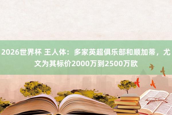 2026世界杯 王人体：多家英超俱乐部和顺加蒂，尤文为其标价2000万到2500万欧