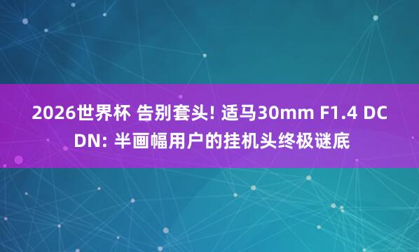 2026世界杯 告别套头! 适马30mm F1.4 DC DN: 半画幅用户的挂机头终极谜底