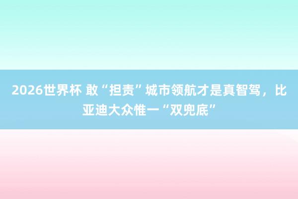 2026世界杯 敢“担责”城市领航才是真智驾，比亚迪大众惟一“双兜底”