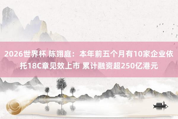 2026世界杯 陈翊庭：本年前五个月有10家企业依托18C章见效上市 累计融资超250亿港元