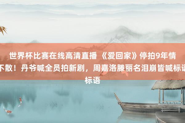 世界杯比赛在线高清直播 《爱回家》停拍9年情不散！丹爷喊全员拍新剧，周嘉洛滕丽名泪崩皆喊标语