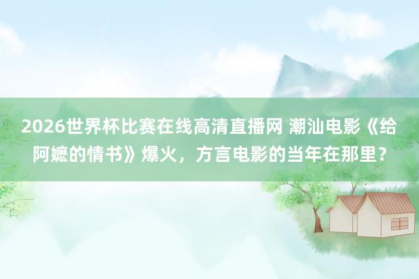 2026世界杯比赛在线高清直播网 潮汕电影《给阿嬷的情书》爆火，方言电影的当年在那里？