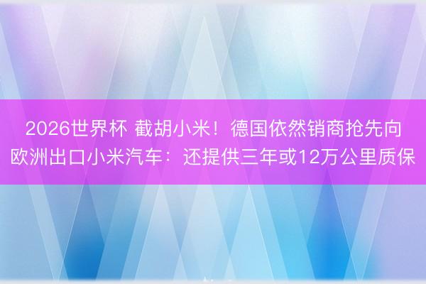2026世界杯 截胡小米!德国依然销商抢先向欧洲出口小米汽车:还提供三年或12万公里质保