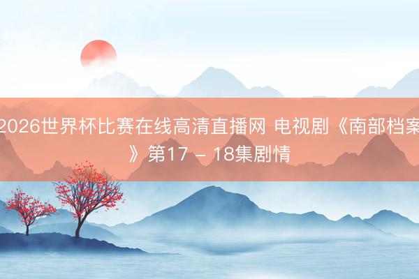 2026世界杯比赛在线高清直播网 电视剧《南部档案》第17 - 18集剧情